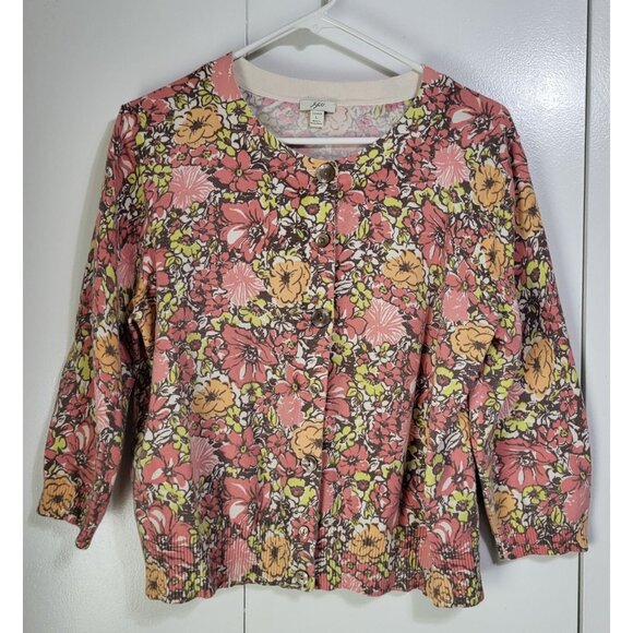 J. Jill Sweaters - J.Jill VTG Women's LG Stretch Floral Cardigan Sweater 3/4 Sleeve Bloomcore